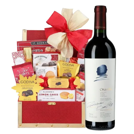 Opus One Cabernet Red Wine And Golden Gift Basket