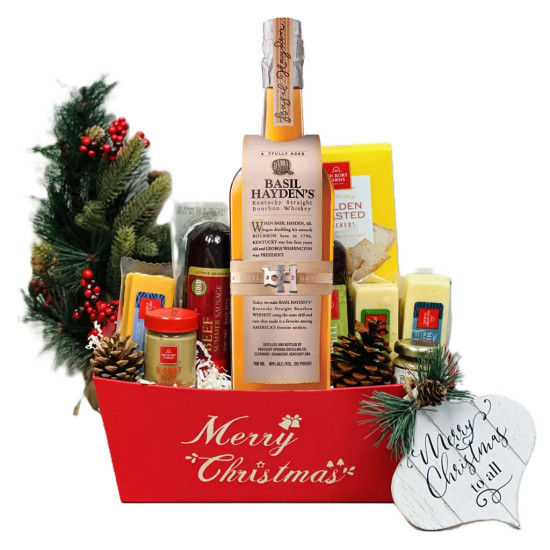 Basil Hayden’s Bourbon Christmas Gift Basket Basil Hayden’s Bourbon Christmas Gift Basket