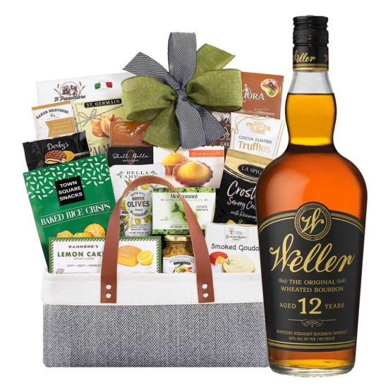 Weller 12 Year Bourbon Whiskey and Gourmet Gift Basket