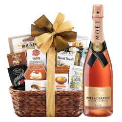 Bon Appetit Gourmet Gift Basket With Moet Chandon Nectar Imperial Rose