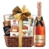 Bon Appetit Gourmet Gift Basket With Moet Chandon Nectar Imperial Rose