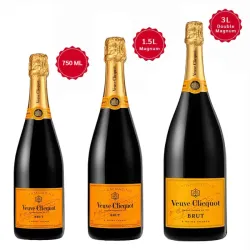 3-Bottle Veuve Clicquot Champagne Wedding Toast Set – 750ml, 1.5L & 3L