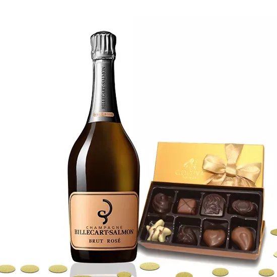 Billecart-Salmon Brut Rose with Godiva 8PC Chocolate Box