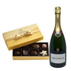Bollinger Brut Special Cuvee Champagne & 8 Pc Godiva Gift Set
