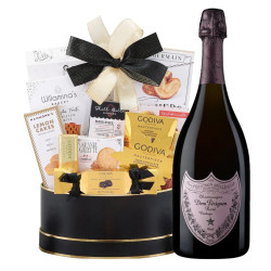 Dom Perignon Rose And Black With Gold Celebration Gift Basket