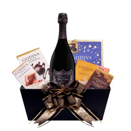 Dom Perignon Rose Champagne And Godiva Basket Dom Perignon Rose Champagne And Godiva Basket