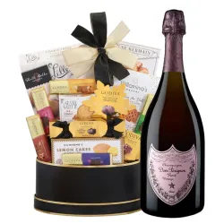 Dom Perignon Rose And Black With Gold Celebration Gift Basket