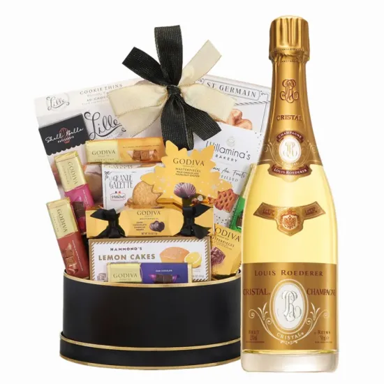 Louis Roederer Cristal Champagne And Golden Gift Basket Louis Roederer Cristal Champagne And Golden Gift Basket