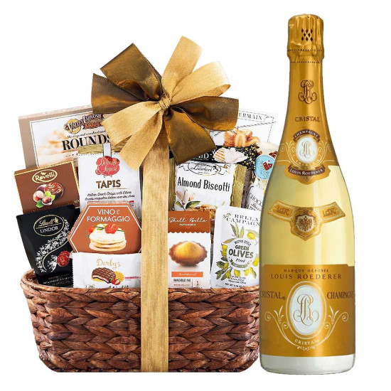 Louis Roederer Cristal Champagne With Bon Appetit Gourmet Gift Basket Louis Roederer Cristal Champagne With Bon Appetit Gourmet Gift Basket