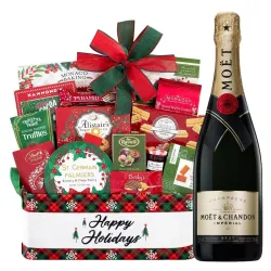 Moet & Chandon Brut Imperial Champagne With Holiday Gift Basket