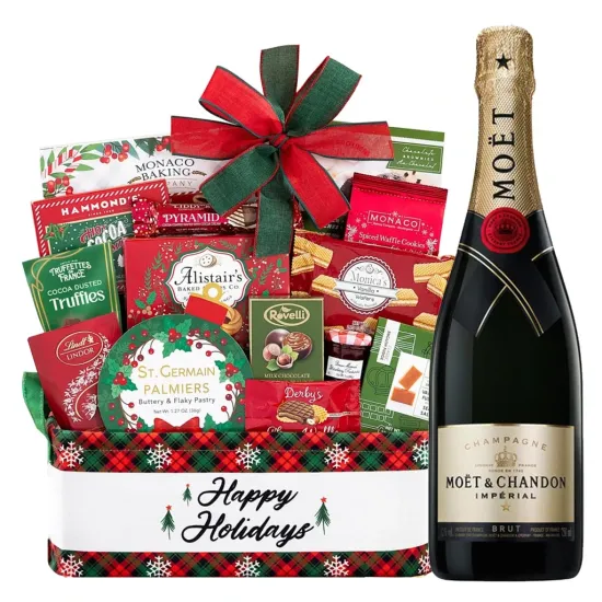 Moet & Chandon Brut Imperial Champagne With Holiday Gift Basket