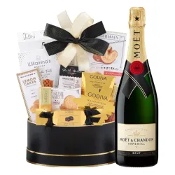 Moet & Chandon with Godiva Black & Gold Celebration Gift Basket