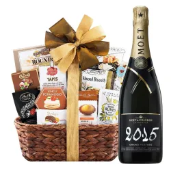 Moet & Chandon Grand Vintage 2015 Champagne With Bon Appetit Gourmet Gift Basket