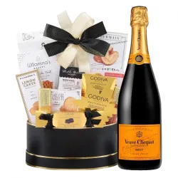 Veuve Clicquot And Godiva Black & Gold Celebration Gift Basket