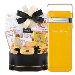 Veuve Clicquot Chiller And Godiva Black & Gold Celebration Gift Basket