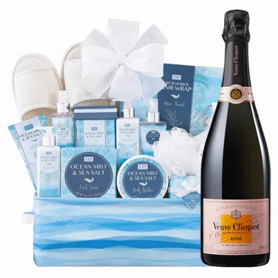 Veuve Clicquot Rose Champagne And Spa Gift Basket