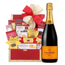 Veuve Clicquot Champagne With Golden Godiva Chocolate Gift Basket