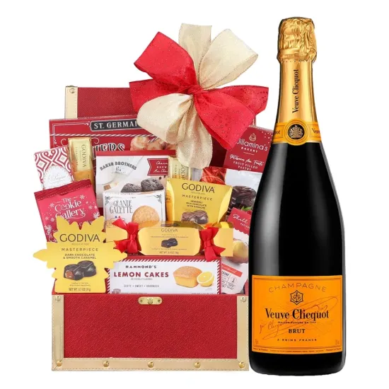 Veuve Clicquot Champagne With Golden Godiva Chocolate Gift Basket