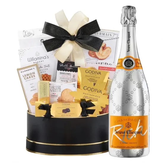 Veuve Clicquot Rich Champagne And Golden Gift Basket