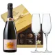 Veuve Clicquot Rose, Godiva Chocolate & Tiffany & Co. Flute Gift Set