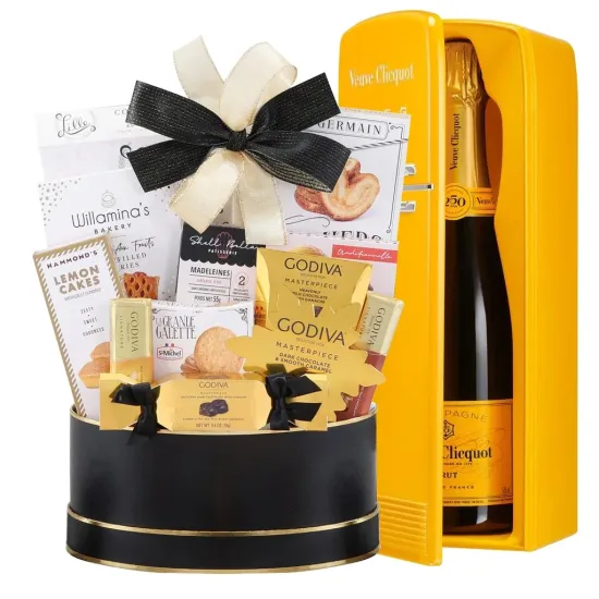 Veuve Clicquot Smeg And Godiva Black & Gold Celebration Gift Basket